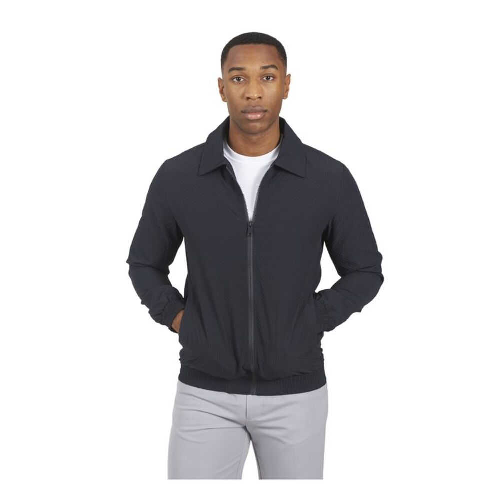 Brave Soul Mens Seersucker Harrington Jacket / Navy